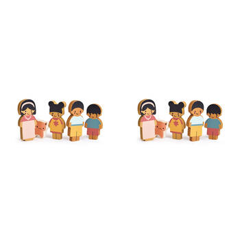 10pc Mentari Wooden Doll Family w/ Cat Kids Pretend Play Toy 12m+