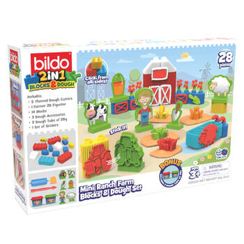 Bildo Mini Ranch Farm Blocks & Dough Set Kids Educational Toy 3y+