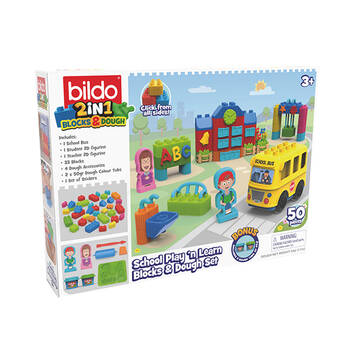 Bildo School Play 'n Learn Blocks & Dough Set Kids Educational Toy 3y+