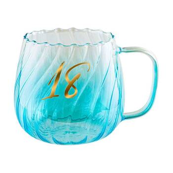18th Birthday Glass 670ml/10cm Coffee Mug w/ Handle - Blue