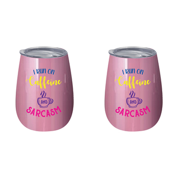 2PK I Run On Caffeine & Sarcasm 360ml S/S Insulated Tumbler Double Walled Mug