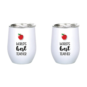 2PK World's Best Teacher 360ml S/S Vacuum Insulated Tumbler Double Walled Mug