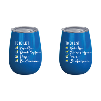 2PK To Do List 360ml Stainless Steel Double Walled Insulated Mug