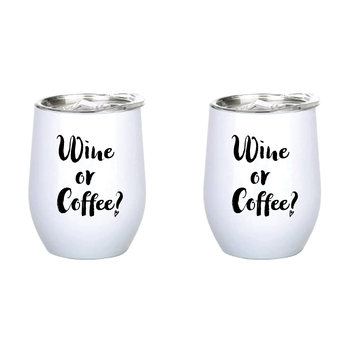 2PK Wine Or Coffee 360ml Stainless Steel Double Walled Insulated Mug