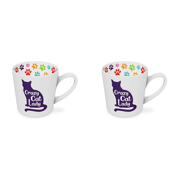 2PK Crazy Cat Lady Beautiful on the Inside 420ml/10cm Ceramic Mug w/ Handle