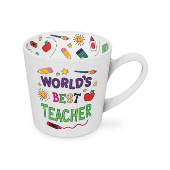 World's Best Teacher Beautiful on the Inside 420ml Ceramic Mug w/ Handle