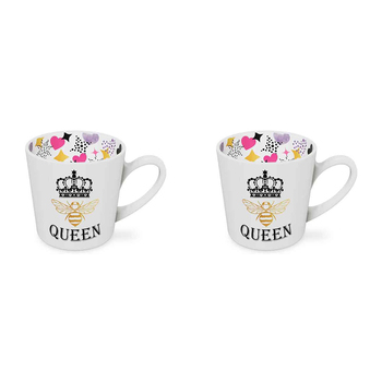 2PK Queen Bee Beautiful on the Inside 420ml/10cm New Bone China Mug