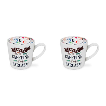 2PK I Run on Caffeine Beautiful on the Inside 420ml/10cm New Bone China Mug