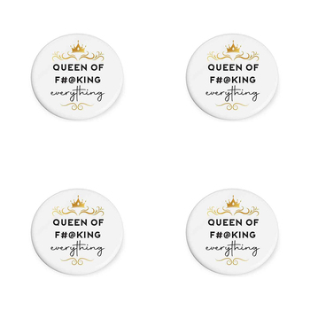 4PK Queen of F**king Beautiful on the Inside Ceramic Coaster Round 10cm