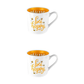 2PK LMD New Bone China Bee Happy - Beautiful On The Inside Mug 400ml