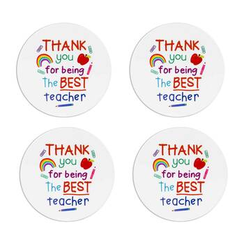 4PK LMD Ceramic Thank You Teacher Beautiful Inside Table Coaster 10cm