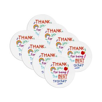 8PK LMD Ceramic Thank You Teacher Beautiful Inside Table Coaster 10cm