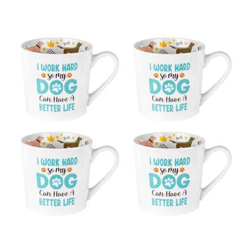 4PK LMD New Bone China Work Hard Beautiful Inside Mug 400ml