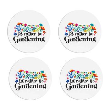 4PK LMD Ceramic Rather Be Gardener Beautiful Inside Table Coaster 10cm