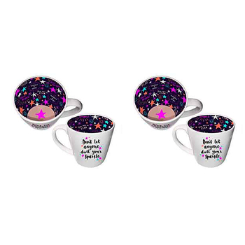 2x Dont Let Anyone Dull Your Sparkle Inside Out Mug 14Oz 410ml