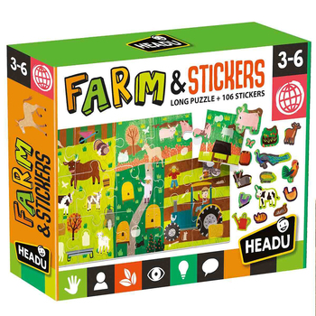 Headu 25cm Puzzle & Stickers The Farm Kids Fun Activity Game 3y+