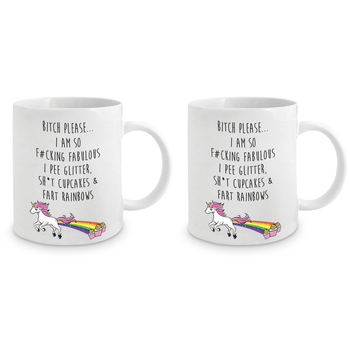 2PK Novelty Gift Mug B*tch Please... 350ml Drinking Cup