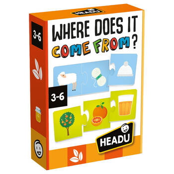 Headu Where Does It Come From Puzzle 20.5cm Kids Flash Cards 3-6y
