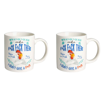 2PK F*ck F*ck Here And A F*ck F*ck There 360ml Ceramic Drink Mug w/ Handle