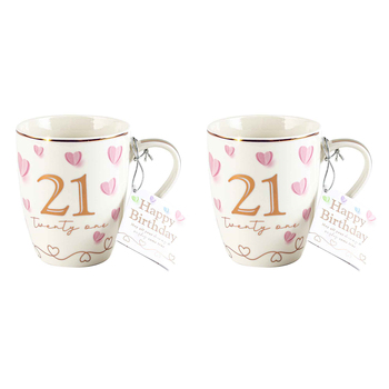 2x 21St Sweet Heart Bullet Mug 12Oz 350ml Novelty Cups