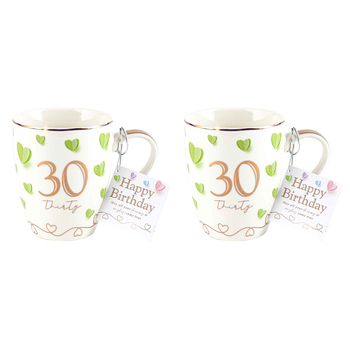 2x 30th Sweet Heart Bullet Mug 12Oz 350ml Novelty Cups