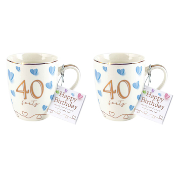 2x 40th Sweet Heart Bullet Mug 12Oz 350ml Novelty Cups