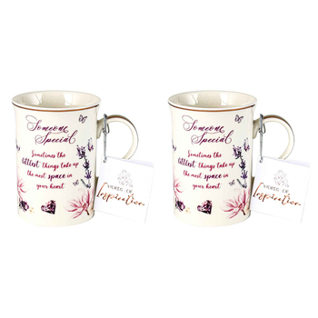 2x Someone Special Inspiration Mug 360ml New Bone China  Novelty Drinking Cups