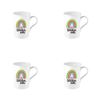 4PK Greatest Teacher New Bone China 360ml Tea/Coffee Mug Drinkware