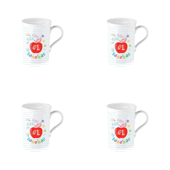 4PK No 1 Teacher New Bone China 360ml Tea/Coffee Mug Drinkware