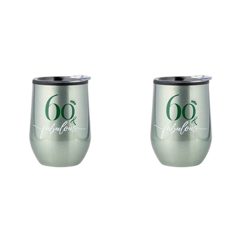 2PK 60th Birthday 360ml S/S Vacuum Insulated Tumbler Double Walled Mug