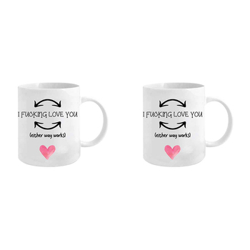 2PK I F**king Love You 360ml Ceramic Coffee Mug Drinking Cup w/ Handle