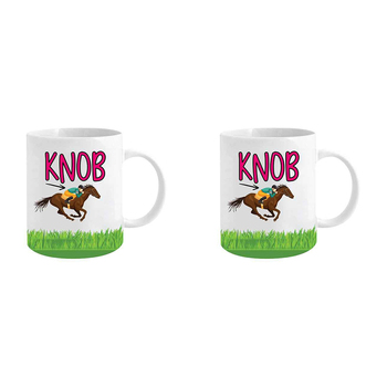 2PK Knob 360ml Ceramic Coffee Mug Drinking Cup w/ Handle