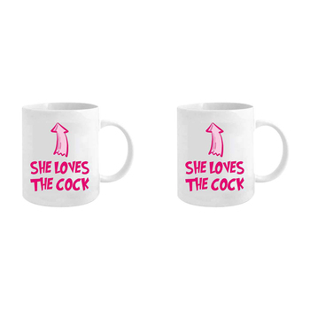 2PK She Loves the C**k 360ml Ceramic Coffee Mug Drinking Cup w/ Handle