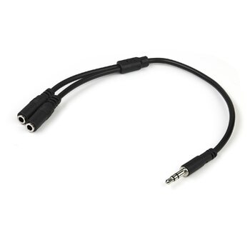Star Tech Slim Stereo Splitter Cable - 3.5mm Male to 2x 3.5mm Female