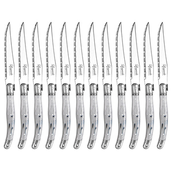 12pc Laguiole Etiquette 23.5cm Steak Knife - Marble White