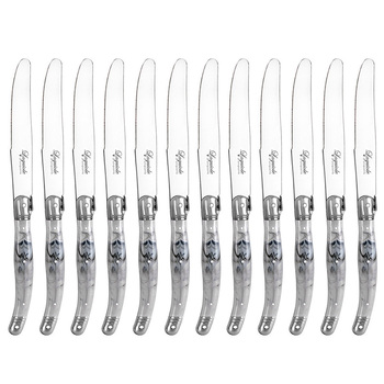 12pc Laguiole Etiquette 23.5cm Table Knife - Marble White