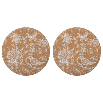 2PK LVD Cork Placemat Hamptons S4 Decorative Home Kitchen Decor 30x30cm