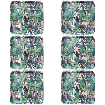 6PK LVD Melamine/Bamboo Square Tray 33x33cm - Tropical Orchid