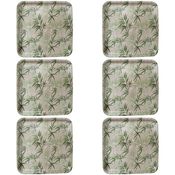 6PK LVD Melamine/Bamboo Square Serving Tray 33x33cm - Leaves
