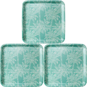 3PK LVD Bamboo/Melamine Serving Tray 33x33cm - Square Palm