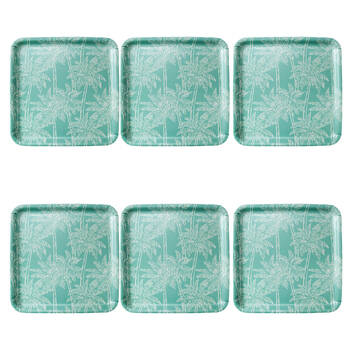 6PK LVD Bamboo/Melamine Serving Tray 33x33cm - Square Palm