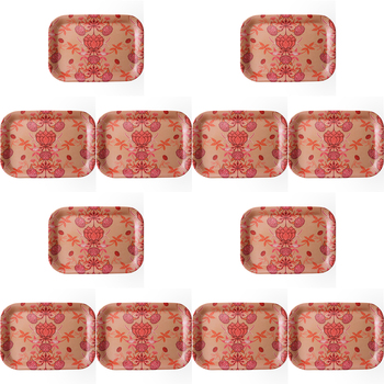 12PK LVD Melamine/Bamboo Tray Floral Garden Blush Kitchen Decor 20.8x29.9cm Rect