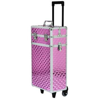 MYA Super Deluxe Make Up Trolley Travel Storage Kids/Children Pink/Silver 8y+