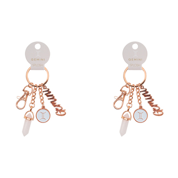2PK Splosh Mystique Gemini Keychain Zodiac Charm - Rose Gold