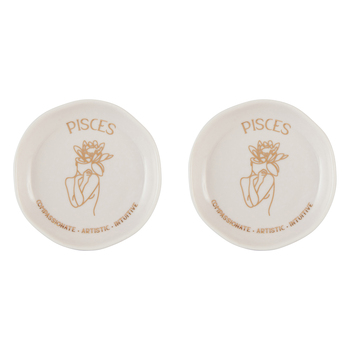 2PK Splosh Mystique Trinket Dish Pisces Round White 10cm