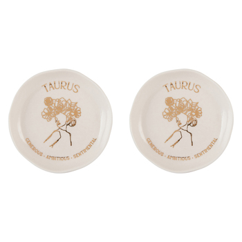 2PK Splosh Mystique Trinket Dish Taurus Round White 10cm
