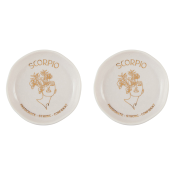 2PK Splosh Mystique Trinket Dish Scorpio Round White 10cm