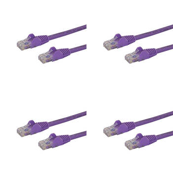 4PK Star Tech 2m Cat6 Purple Snagless Gigabit Ethernet RJ45 Cable
