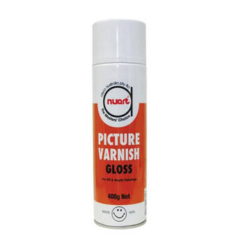 Nuart Colourless Oil/Acrylic Painting Gloss Picture Varnish Spray Can 400g