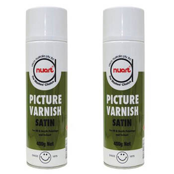 2PK Nuart Oil/Acrylic Painting Satin Picture Protective Varnish Spray Can 400g